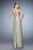 La Femme - Ornate Cap Sleeve Lace Brocade Gown In Gold and Blue