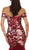 May Queen - MQ1494 Embellished Off-Shoulder Mesh Mermaid Dress In Red