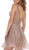 May Queen - MQ1653 Glitter Mesh Sleeveless V Neckline Cocktail Dress In Neutral and Brown