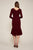 Tadashi Shoji - Ribbed Long Sleeve Pintucked Jersey Hi-Lo Midi Dress In Red