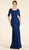 Rina Di Montella - RD2301 Quarter Sleeve Lace Trumpet Gown With Shawl in Blue