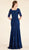 Rina Di Montella - RD2301 Quarter Sleeve Lace Trumpet Gown With Shawl in Blue