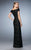 La Femme - 23012 Off Shoulder Lace Short Sleeves Long Dress In Black