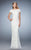 La Femme - Off Shoulder Lace Short Sleeves Long Dress 23012 in White