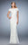 La Femme - 23012 Off Shoulder Lace Short Sleeves Long Dress In White