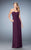 La Femme - 23023 Strapless Ruched Sheath Long Dress with Shawl In Purple