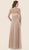 Rina Di Montella - RD2303 Sheer Long Sleeve Lace Chiffon A-line Gown in Neutral