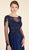 Rina Di Montella - RD2303 Sheer Long Sleeve Lace Chiffon A-line Gown in Blue