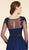 Rina Di Montella - RD2303 Sheer Long Sleeve Lace Chiffon A-line Gown in Blue