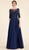 Rina Di Montella - RD2306 Lace Embroidered A-Line Evening Gown in Blue
