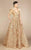 MNM Couture - 2319 Ribbon Accented Embroidered Gown in Gold