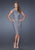 La Femme - Folded Off-Shoulder Lace Cocktail Dress in Gray