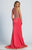 Dave & Johnny - 2325 Keyhole Cutout Scalloped Halter Gown in Pink