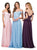 Dancing Queen - 2327 Embellished Off-Shoulder A-line Gown In Pink and Blue