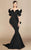 MNM Couture - 2328 Peplum Off-Shoulder Mermaid Evening Gown in Black