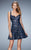 La Femme - 23301 Floral Lace Embellished Cocktail Dress In Blue