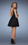 La Femme - 23315 Floral Lace V-Back Cocktail Dress in Black and Gold