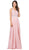 Dancing Queen - 2332 Lace V-neck A-line Prom Dress With Open Back In Pink