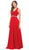 Dancing Queen - 2332 Lace V-neck A-line Prom Dress With Open Back In Red