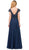 Dancing Queen - 2333 Embellished Cap Sleeve V-neck A-line Prom Dress In Blue