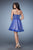 La Femme - 23354 Stripes Straight Pleated Cocktail Dress In Blue