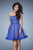 La Femme - 23354 Stripes Straight Pleated Cocktail Dress In Blue