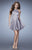La Femme - 23365 Beaded Halter Neck Satin Dress In Silver