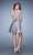 La Femme - 23365 Beaded Halter Neck Satin Dress In Silver