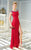 Alyce Paris - Bejeweled Bateau Sheath Evening Gown with Thigh-High Slit and Sheer Side Cutouts 2337 In Red