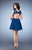 La Femme - 23380 Plunging Lace Tulle Cocktail Dress In Blue