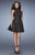 La Femme - 23383 Striped High Neck Polka Dot Party Dress In Black and Neutral