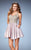 La Femme - 23393 Sheer Racer Back Satin Cocktail Dress In Neutral
