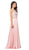 Dancing Queen - 2341 Beaded Sheer Halter Chiffon Prom Dress in Pink