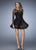 La Femme - 23460 Long Sleeved Dotted Illusion Cocktail Dress In Black