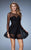 La Femme - 23460 Long Sleeved Dotted Illusion Cocktail Dress In Black