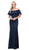 Dancing Queen - 2348 Ruffled Off Shoulder Fitted Prom Dress in Blue
