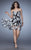 La Femme - 23509 Strapless Illusion Floral Cocktail Dress In Black and White