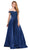 Dancing Queen - 2355 Embroidered Off Shoulder A-Line Prom Gown in Blue