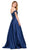 Dancing Queen - 2355 Embroidered Off Shoulder A-Line Prom Gown in Blue
