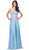 Dancing Queen - 2357 Beaded Off Shoulder Chiffon Prom Dress in Blue