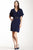 Muse - M1814M Short Sleeve V-neck Sheath Dress in Blue
