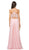 Dancing Queen - 2369 Embroidered Sheer Halter Chiffon Prom Dress in Pink