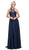 Dancing Queen - 2369 Embroidered Sheer Halter Chiffon Prom Dress in Blue