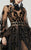 MNM Couture - 2369 Collared Sheer Illusion Evening Gown in Black