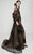 MNM Couture - 2369 Collared Sheer Illusion Evening Gown in Black