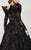 MNM Couture - 2378 Long sleeved Lace Sequined Evening Gown in Black