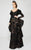 MNM Couture - 2389 Long sleeved Lace Sequined Structured Evening Gown in Black