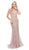 Dancing Queen - 2391 Beaded Plunging Fitted Prom Gown in Pink