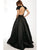 Jovani - Illusion Plunging V -Neck Open Back A Line Long Dress 23945 In Black