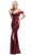 Dancing Queen - 2398 Sequined Fitted Draped Straps Prom Gown in Red